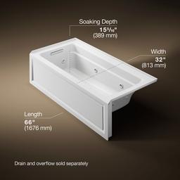 Archer 66'' x 32'' integral apron whirlpool with integral flange and left-hand drain - image 3