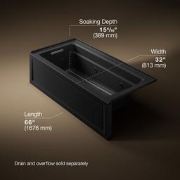 Archer 66'' x 32'' integral apron whirlpool with integral flange and left-hand drain - image 3