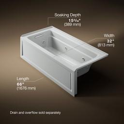 Archer 66'' x 32'' integral apron whirlpool with integral flange and left-hand drain - image 3