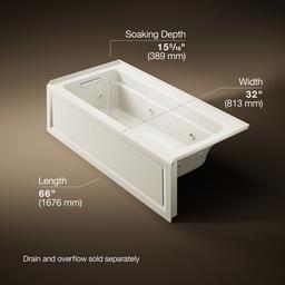 Archer 66'' x 32'' alcove heated whirlpool, left hand - image 3