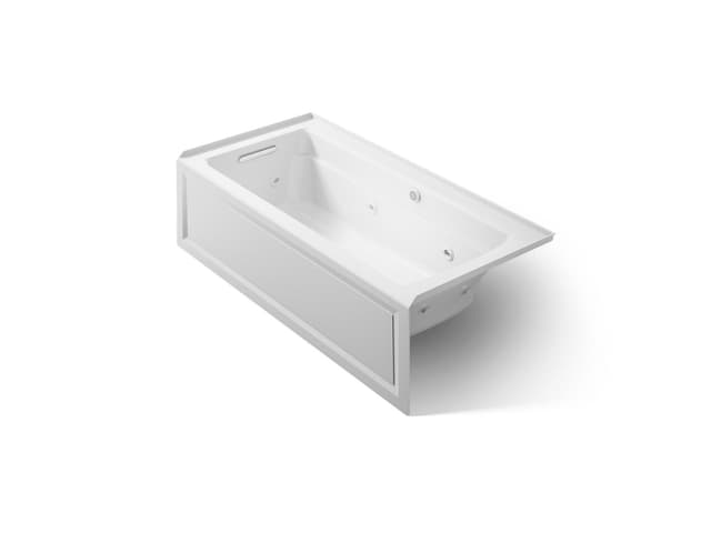 Kohler Archer 66'' x 32'' alcove whirlpool bath with Bask heated surface, left drain - Ice Grey