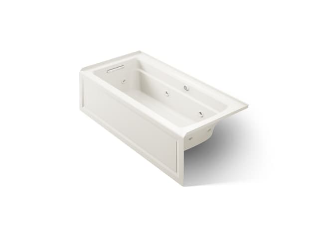 Kohler Archer 66'' x 32'' alcove whirlpool bath with Bask heated surface, left drain - Biscuit