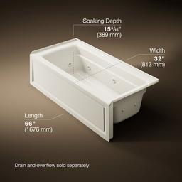 Archer 66'' x 32'' alcove heated whirlpool, right drain - image 3
