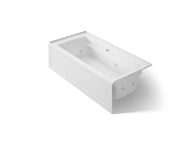 Kohler Archer 66'' x 32'' alcove whirlpool bath with Bask heated surface, right drain - White
