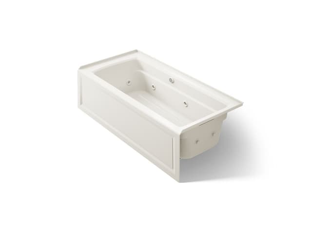 Kohler Archer 66'' x 32'' alcove whirlpool bath with Bask heated surface, right drain - Biscuit