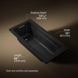 Archer 66'' x 32'' drop-in whirlpool bath with Bask heated surface - image 3