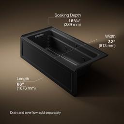 Archer 66'' x 32'' alcove Heated BubbleMassageE air bath and whirlpool, left drain - image 3