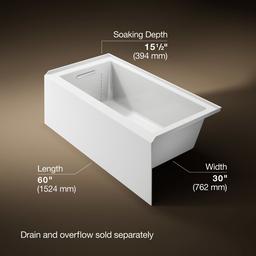 Kohler Underscore 60'' x 30'' alcove bath, left drain - White - image 3