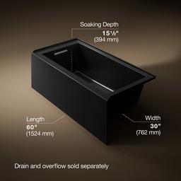 Kohler Underscore 60'' x 30'' alcove bath, left drain - Black - image 3