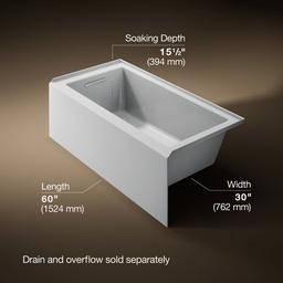 Kohler Underscore 60'' x 30'' alcove bath, left drain - Ice Grey - image 3