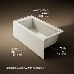Kohler Underscore 60'' x 30'' alcove bath, left drain - Biscuit - image 3
