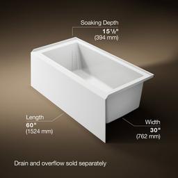 Kohler Underscore 60'' x 30'' alcove bath right drain - White - image 3