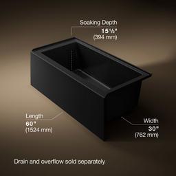 Kohler Underscore 60'' x 30'' alcove bath right drain - Black - image 3