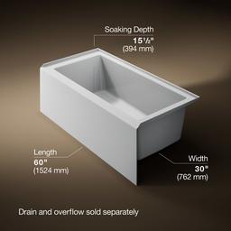 Kohler Underscore 60'' x 30'' alcove bath right drain - Ice Grey - image 3