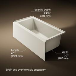Kohler Underscore 60'' x 30'' alcove bath right drain - Biscuit - image 3