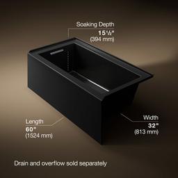 Kohler Underscore 60'' x 32'' alcove bath, left drain - Black - image 3