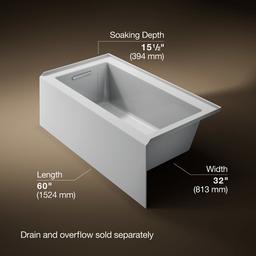 Kohler Underscore 60'' x 32'' alcove bath, left drain - Ice Grey - image 3