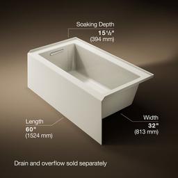 Kohler Underscore 60'' x 32'' alcove bath, left drain - Biscuit - image 3