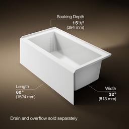 Kohler Underscore 60'' x 32'' alcove bath right drain - White - image 3