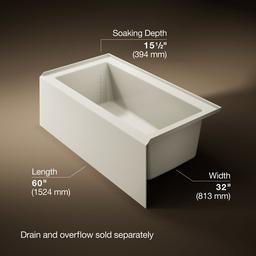 Kohler Underscore 60'' x 32'' alcove bath right drain - Biscuit - image 3