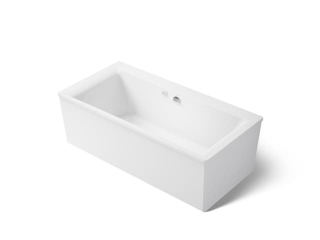Kohler Stargaze 72'' x 36'' freestanding Heated BubbleMassageE air bath with straight shroud - White