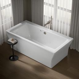 Kohler Stargaze 72'' x 36'' freestanding Heated BubbleMassageE air bath with Bask heated surface and fluted shroud - White - image 2