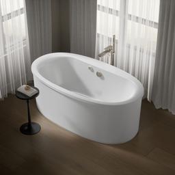 Kohler Sunstruck 65-1/2'' x 35-1/2'' freestanding Heated BubbleMassageE air bath with straight shroud - White - image 2