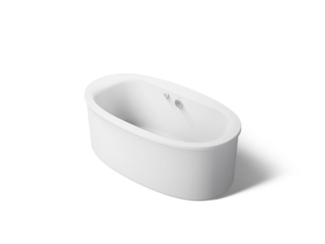 Kohler Sunstruck 65-1/2'' x 35-1/2'' freestanding Heated BubbleMassageE air bath with straight shroud - White by Kohler