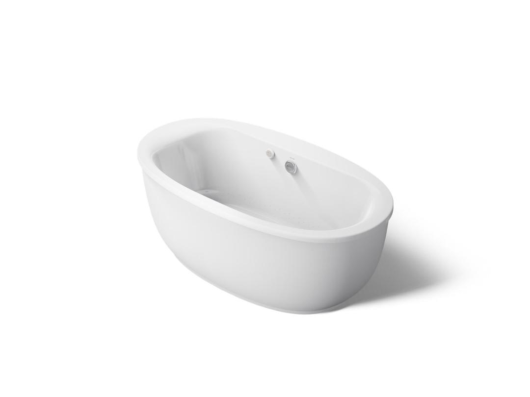 Kohler Sunstruck 65-1/2'' x 35-1/2'' oval freestanding Heated BubbleMassageE air bath with fluted shroud - White by Kohler