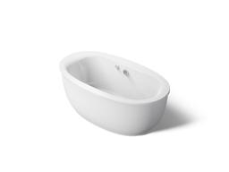 Kohler Sunstruck 65-1/2'' x 35-1/2'' oval freestanding Heated BubbleMassageE air bath with fluted shroud - White - image 1