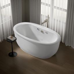 Kohler Sunstruck 65-1/2'' x 35-1/2'' freestanding Heated BubbleMassageE air bath with Bask heated surface and fluted shroud - White - image 2