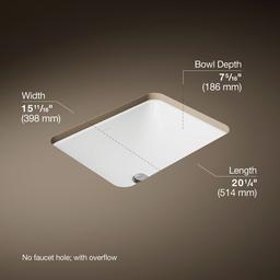 Kohler Caxton 20-1/2'' rectangular undermount bathroom sink - White - image 3