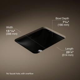 Kohler Caxton 20-1/2'' rectangular undermount bathroom sink - Black - image 3