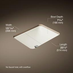 Kohler Caxton 20-1/2'' rectangular undermount bathroom sink - Biscuit - image 3