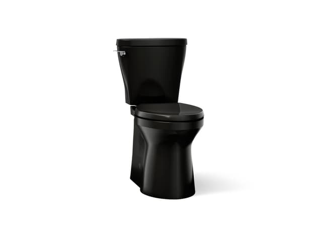 Kohler Betello Two-piece elongated toilet with skirted trapway, 1.28 gpf - Black