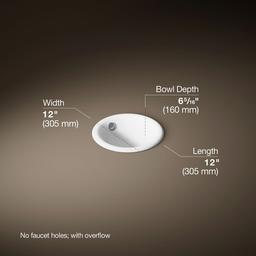 Kohler Iron Plains 12'' round drop-in/undermount/vessel bathroom sink - White - image 3