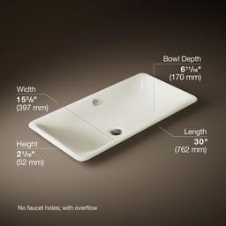 Kohler Iron Plains 30'' rectangular drop-in/undermount/vessel bathroom sink with Biscuit painted underside - image 3