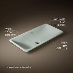 Kohler Iron Plains 30'' rectangular drop-in / undermount / vessel bathroom sink - Aspen Exterior With Aspen Interior - image 3