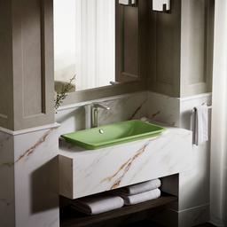 Kohler Iron Plains 30'' rectangular drop-in / undermount / vessel bathroom sink - Fresh Green Exterior With Fresh Green Interior - image 4