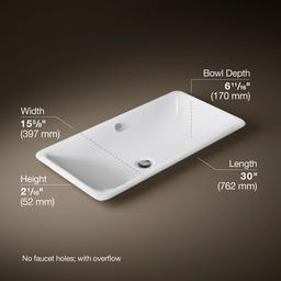 Kohler Iron Plains 30'' rectangular drop-in/undermount/vessel bathroom sink with White painted underside - image 3