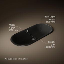 Kohler Iron Plains 33'' oval drop-in/undermount bathroom sink - Black - image 3