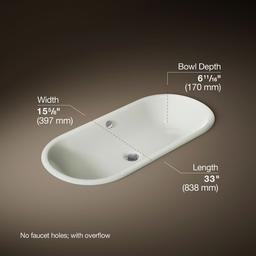 Kohler Iron Plains 33'' oval drop-in/undermount bathroom sink - Dune - image 3