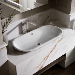 Kohler Iron Plains 33'' oval drop-in/undermount/vessel bathroom sink with Iron Black painted underside - White - image 2