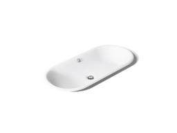 Kohler Iron Plains 33'' oval drop-in/undermount/vessel bathroom sink with Iron Black painted underside - White - image 1