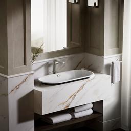 Kohler Iron Plains 33'' oval drop-in/undermount/vessel bathroom sink with Iron Black painted underside - White - image 4