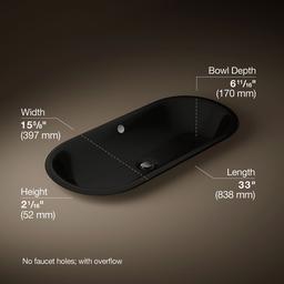 Kohler Iron Plains 33'' oval drop-in/undermount/vessel bathroom sink with Iron Black painted underside - image 3