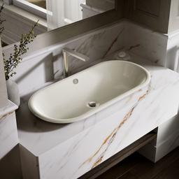 Kohler Iron Plains 33'' oval drop-in/undermount/vessel bathroom sink with Iron Black painted underside - Biscuit - image 2