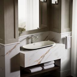 Kohler Iron Plains 33'' oval drop-in/undermount/vessel bathroom sink with Iron Black painted underside - Biscuit - image 4