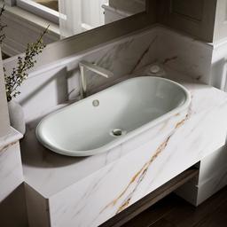 Kohler Iron Plains 33'' oval drop-in/undermount/vessel bathroom sink with Iron Black painted underside - Sea Salt - image 2