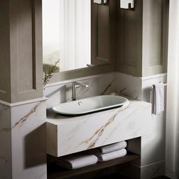 Kohler Iron Plains 33'' oval drop-in/undermount/vessel bathroom sink with Iron Black painted underside - Sea Salt - image 4